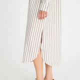 LMND Chiara Maxi Dress in Vanilla and Cinnamon and Ink Blue