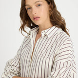 LMND Chiara Maxi Dress in Vanilla and Cinnamon and Ink Blue