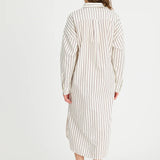 LMND Chiara Maxi Dress in Vanilla and Cinnamon and Ink Blue