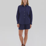 LMND Chiara Cotton Short in Navy
