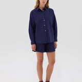 LMND Chiara Cotton Short in Navy