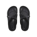 A Emery Claude Sandal in Black Lizard