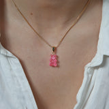 Crystal Haze Nostalgia Bear Classic Connector in Bubblegum Pink and Gold Plate
