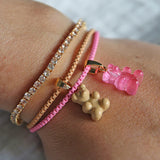Crystal Haze Nostalgia Bear Classic Connector in Bubblegum Pink and Gold Plate