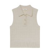 Frame The Cable Polo Vest in Cream