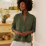 Frank and Eileen Patrick Popover Fleece Henley in Caper