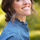 Frank and Eileen Ruffle Eileen Shirt in Vintage Stonewashed Indigo