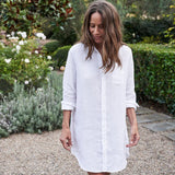 Frank and Eileen Mary Classic Shirtdress in White Linen