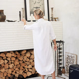 Frank and Eileen Rory Maxi Shirtdress in White Tattered Denim