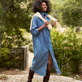 Frank and Eileen Rory Maxi Shirtdress in Vintage Stonewashed Indigo