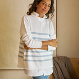 Frank and Eileen Monterey Sweater in White with Ice Stripe