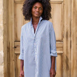 Frank and Eileen Shirley Oversized Shirt in Navy Stripe