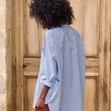 Frank and Eileen Shirley Oversized Shirt in Navy Stripe