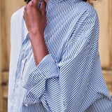 Frank and Eileen Shirley Oversized Shirt in Navy Stripe