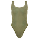 Hunza G Square Neck Swim in Metallic Moss