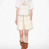 Isabel Marant Zewel T-Shirt in White and Light Gold
