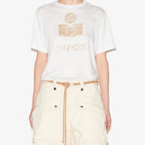 Isabel Marant Zewel T-Shirt in White and Light Gold