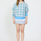 LMND Dakota Knit In Grape Mist Plaid