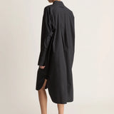 Lee Mathews Poplin Long Sleeve Shirt Dress in Black