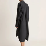 Lee Mathews Poplin Long Sleeve Shirt Dress in Black
