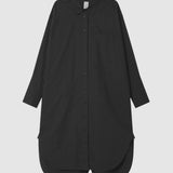 Lee Mathews Poplin Long Sleeve Shirt Dress in Black