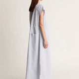 Lee Mathews Poplin V Neck Dress in Sky