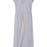 Lee Mathews Poplin V Neck Dress in Sky