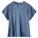 Lee Mathews Stella Silk Satin Raglan Tee in Teal