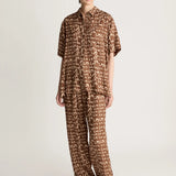 Lee Mathews Monogram Short Sleeve Shirt in Walnut