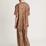 Lee Mathews Monogram Short Sleeve Shirt in Walnut