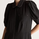 Lee Mathews Cassini Short Sleeve Dress in Black