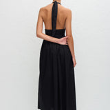 Matteau Plunge Halter Dress in Black