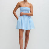 Matteau Shirred Bodice Mini Dress in Sky