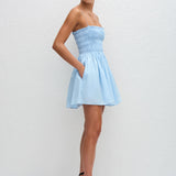 Matteau Shirred Bodice Mini Dress in Sky