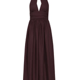 Matteau Plunge Halter Dress in Aubergine