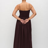 Matteau Shirred Bodice Dress in Aubergine