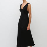 Matteau Plunge Slip Dress in Black