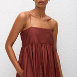 Matteau Empire Pintuck Bodice Dress in Maroc
