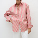 Matteau Classic Stripe Shirt in Rose Stripe