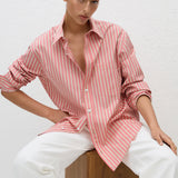 Matteau Classic Stripe Shirt in Rose Stripe