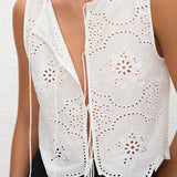 Matteau Broderie Tie Blouse in White