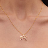 Meadowlark Bow Charm Necklace 50cm in Gold Plate