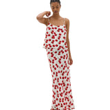 Muma World White Cherry Bias Maxi Skirt in White Cherry