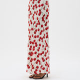 Muma World White Cherry Bias Maxi Skirt in White Cherry