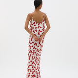 Muma World White Cherry Bias Maxi Skirt in White Cherry