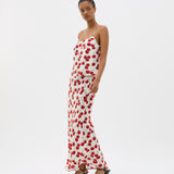 Muma World White Cherry Bias Maxi Skirt in White Cherry