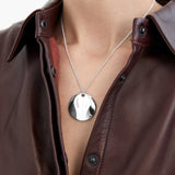 Nina Gordon Dented Medallion Necklace In Silver