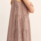 Posse Callie Shift Mini Dress in Petite Mocha Gingham