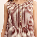 Posse Callie Shift Mini Dress in Petite Mocha Gingham