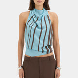 Sir Rioja Halter Scarf Top in Pacha Mineral Stripe
